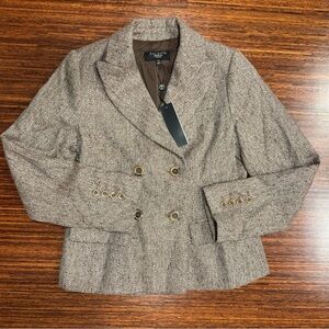 NWT TALBOTS 6P Blazer Jacket Tweed Herringbone Wool Petite “The Kate Fit”